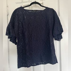 Banana Republic Blouse, Short Sleeve, Navy